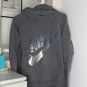 Nike®️ Womens Grey Hoodie Silver Logo